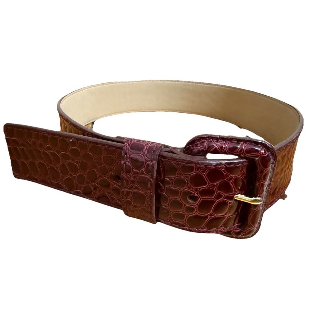 CALVIN KLEIN Women’s Burgundy Snake Print Belt Size Small